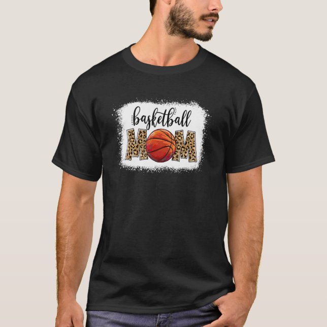 Basketball Mama Leopard Mama Lebensspieltag Mutter T-Shirt (Vorderseite)