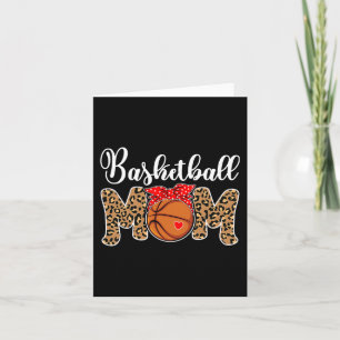 Basketball Mama Leopard Messy Bun Game Day Fun Mot Karte