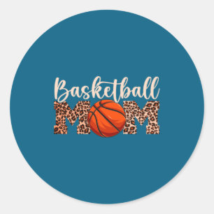 Basketball-Mama Leopardendruck Mama Leben Mutterta Runder Aufkleber