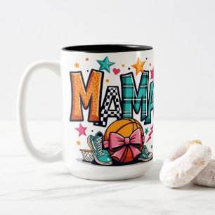 Basketball-Mama-Leopardenprint Sportliche Mutterta Zweifarbige Tasse