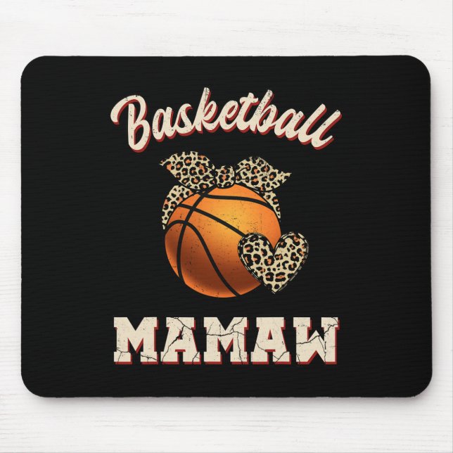 Basketball Mamaw Bandana Leopard Herz Fans Mutter Mousepad (Vorne)