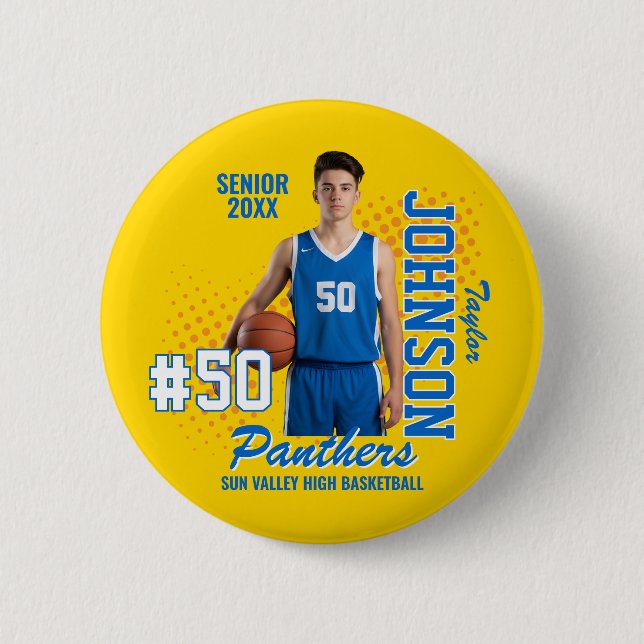 Basketball-Mannschaft Custom Foto Senior Night Spo Button (Vorderseite)