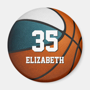 Basketball-Mannschaftsfarben für aquamarine, weiße Magnet