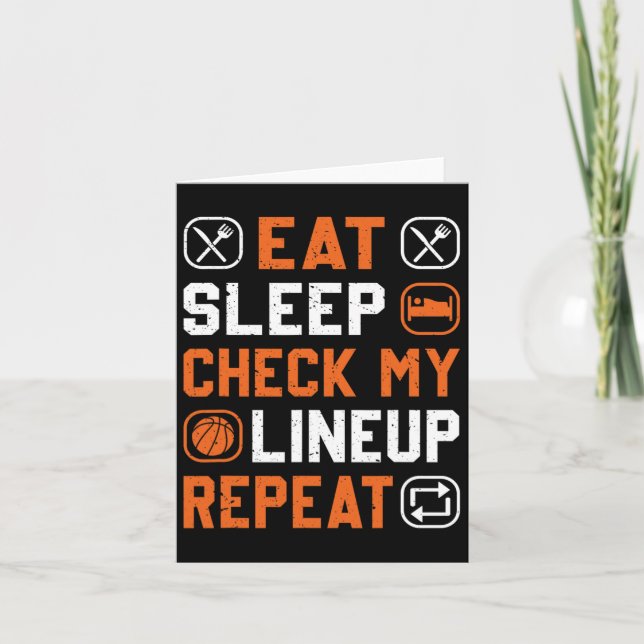 Basketball Men Boy Karo Mein Line Up Basketball Pl Karte (Vorderseite)