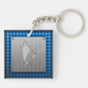 Basketball; Metallblick Schlüsselanhänger