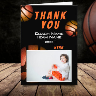 Basketball Metallisches Foto Danke, Coach Card Dankeskarte