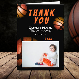 Basketball Metallisches Foto Danke, Coach Card Dankeskarte