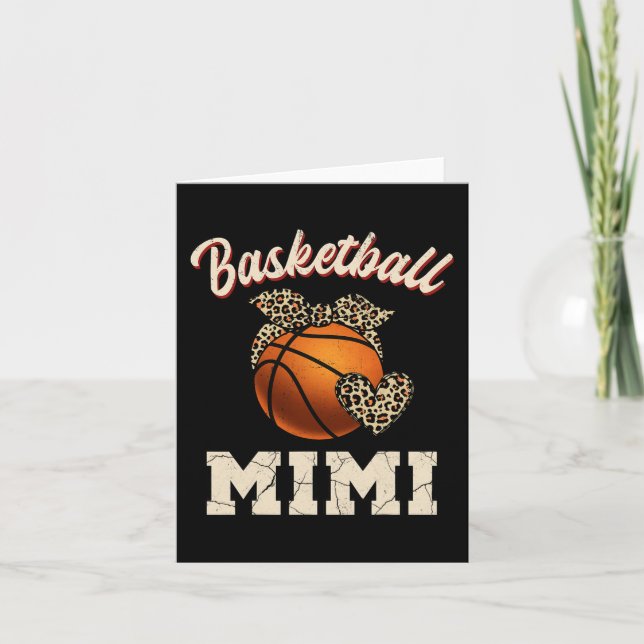 Basketball Mimi Bandana Leopard Herz Fans Mutter' Karte (Vorderseite)