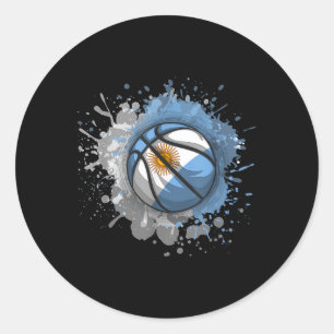 Basketball mit argentinischer Flagge Runder Aufkleber