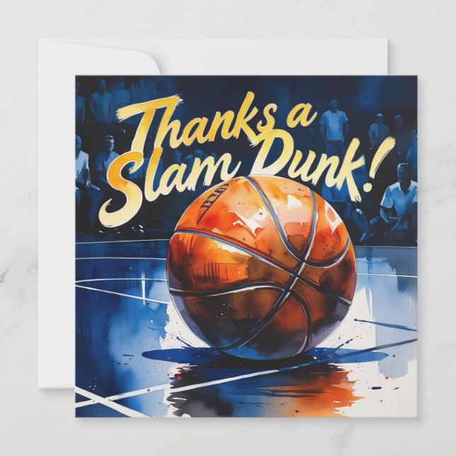 Basketball mit Ball Dank an den Slam Dunk Dankeskarte (Vorderseite)