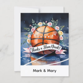 Basketball mit Ball Dank einer Slam-Dunk-Hochzeit Postkarte
