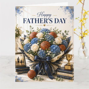 Basketball mit Blumen zum Vatertag Karte