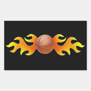 Basketball mit Flammen Rechteckiger Aufkleber