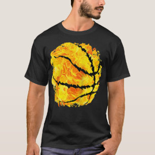 Basketball mit gerissener Kontur brennend T-Shirt