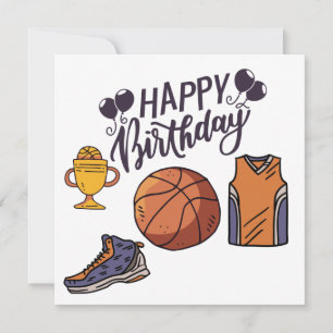 Basketball mit Happy Birthday auf weißem Hintergru