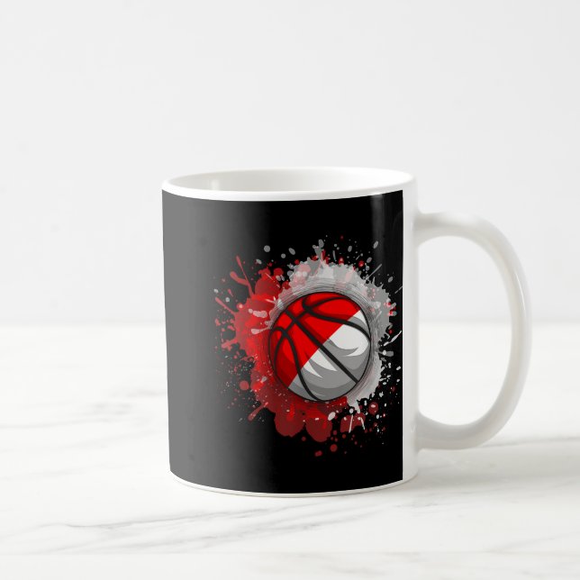 Basketball mit indonesischer Flagge Kaffeetasse (Rechts)