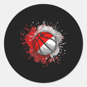 Basketball mit indonesischer Flagge Runder Aufkleber