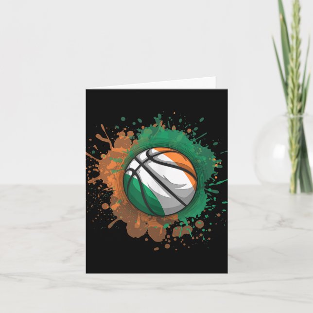 Basketball mit irischer Flagge - Top Karte (Vorderseite)