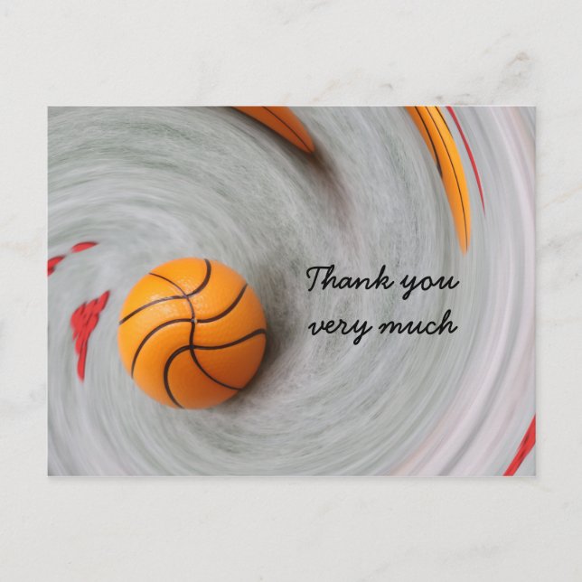 Basketball mit Liebe auf dem Platz vielen Dank Postkarte (Vorderseite)