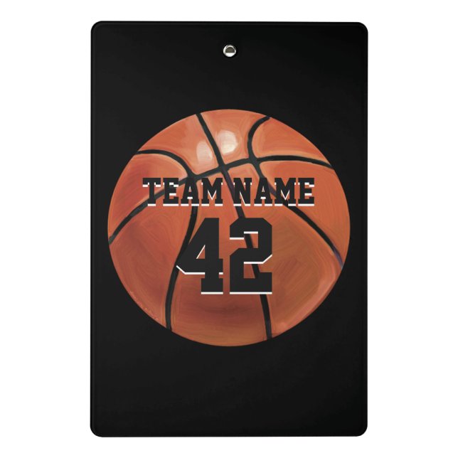 Basketball mit Personalisiertem Namen und Nummer Mini Klemmbrett (Rückseite)