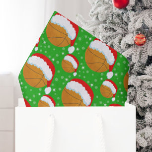 Basketball mit Santas Hut und Schneeflocken Seidenpapier