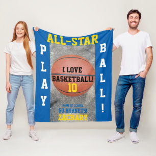 Basketball Mittelblau Team Spielername Fleecedecke
