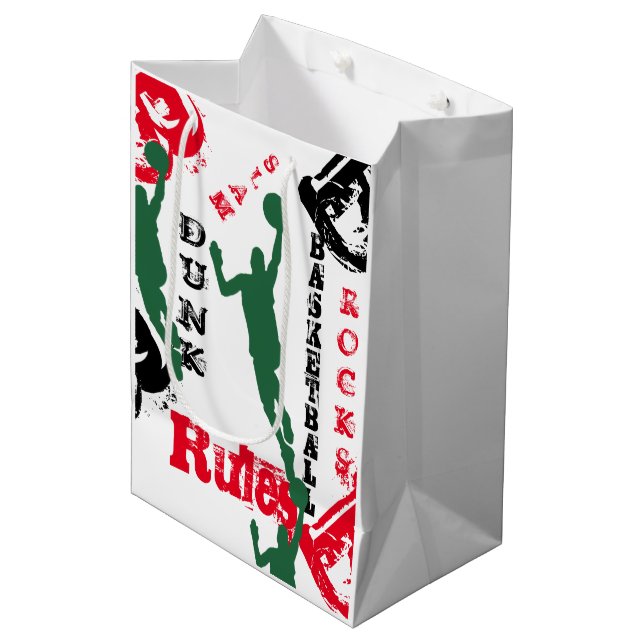 BASKETBALL MITTLERE GESCHENKTÜTE (Vorderseite Schrägansicht)