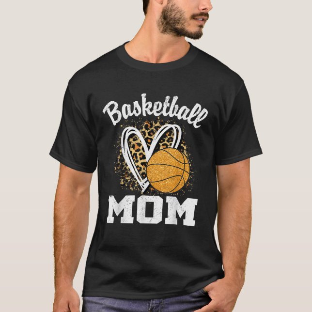 Basketball Mom Leopard Heart  T-Shirt (Vorderseite)