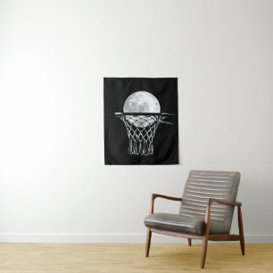 Basketball Moon Wandteppich