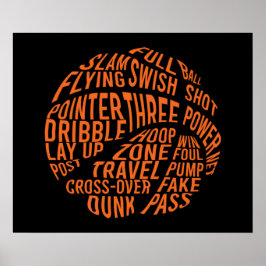 Basketball Motivierend Word Cloud Art Poster