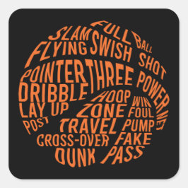 Basketball Motivierend Word Cloud Art Quadratischer Aufkleber