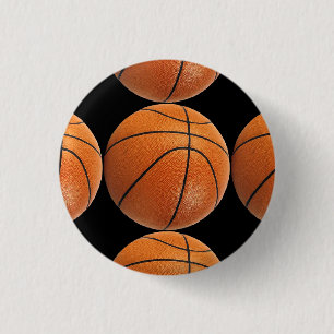 Basketball-Muster auf Schwarzem Button