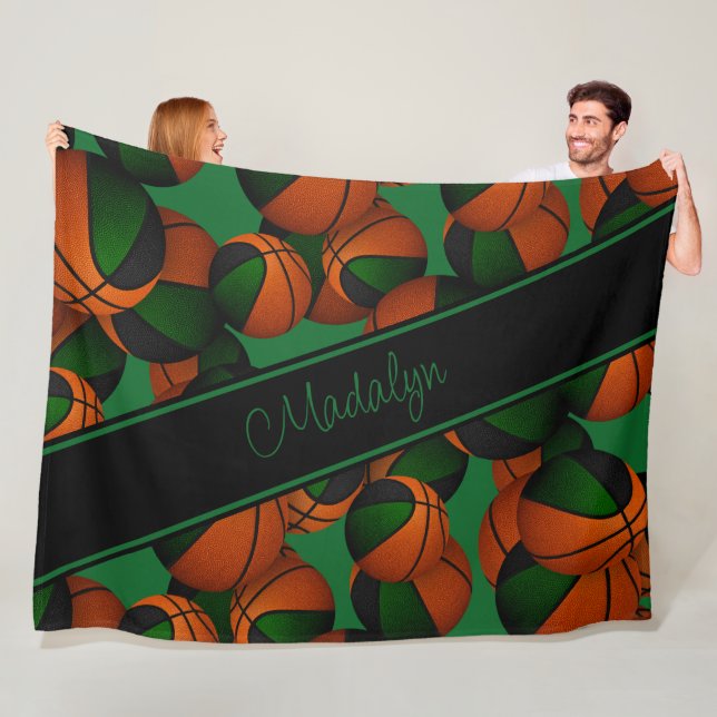 Basketball-Muster für schwarze Mädchen Fleecedecke (Beispiel)