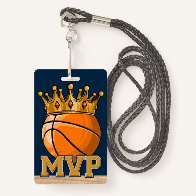 Basketball MVP Abzeichen Ausweis (Vorderseite mit Schlüsselband)