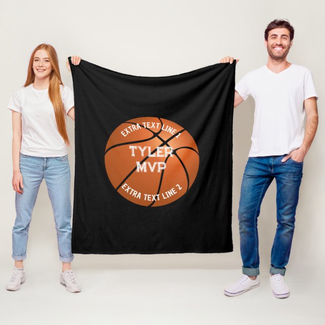 Basketball, Name des Kindes, MVP/Nummer, 2 Textlin Fleecedecke (Beispiel)