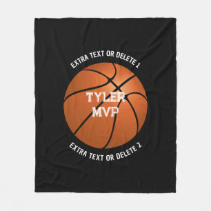Basketball Name des Kindes MVP/Nummer 2 Textzeilen Fleecedecke