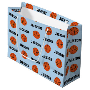Basketball Name Muster Kids Blau Große Geschenktüte