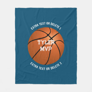 Basketball, Name, MVP/Nummer, 2 Textlinien blau Fleecedecke
