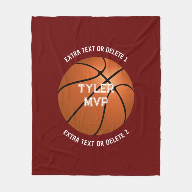 Basketball, Name, MVP/Nummer, 2 Textzeilen Rot Fleecedecke (Vorderseite)