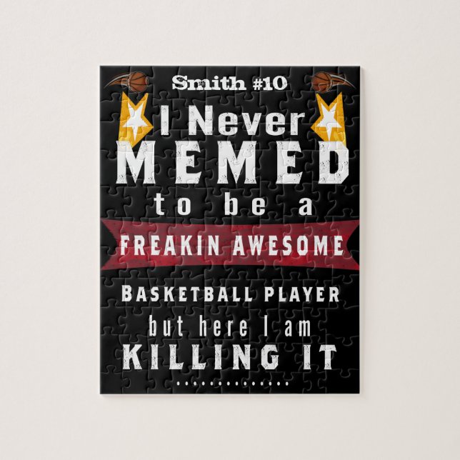 Basketball Name & Nummer Funny Meme Puzzle (Vertikal)