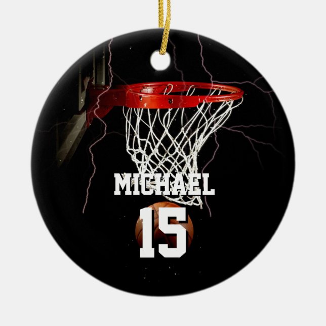 Basketball Name und Nummer hinzufügen Keramik Ornament (Vorne)