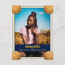 Basketball Navy & Gold Abschluss Ankündigungspostkarte