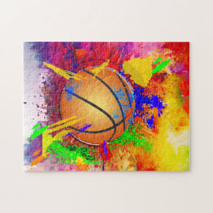 Basketball Neon Paint Spritzer Moderner Spaß Puzzle