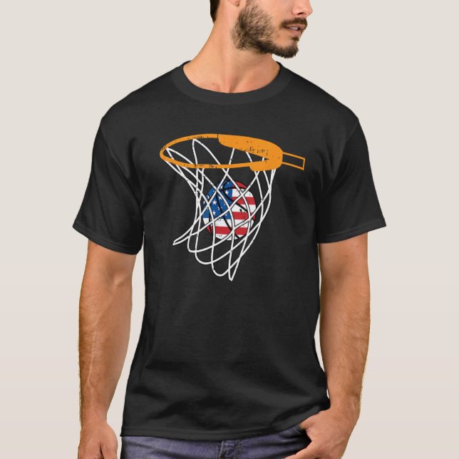 Basketball Net 4. Juli Retro Sports Player Ath T-Shirt (Vorderseite)