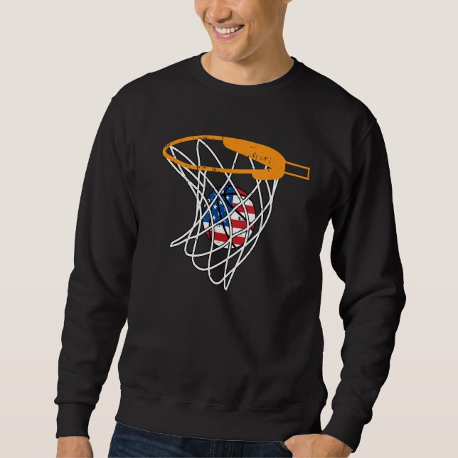Basketball Net 4th Of July Retro Sports Player Ath Sweatshirt (Vorderseite)