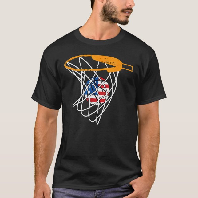 Basketball Net 4th Of July Retro Sports Player Ath T-Shirt (Vorderseite)
