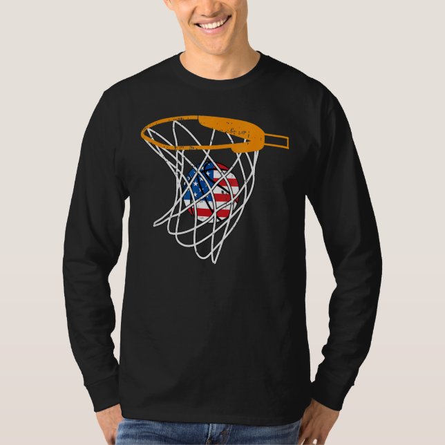 Basketball Net 4th Of July Retro Sports Player Ath T-Shirt (Vorderseite)