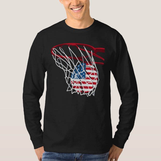 Basketball Net 4th Of July Retro Sports Player Ath T-Shirt (Vorderseite)
