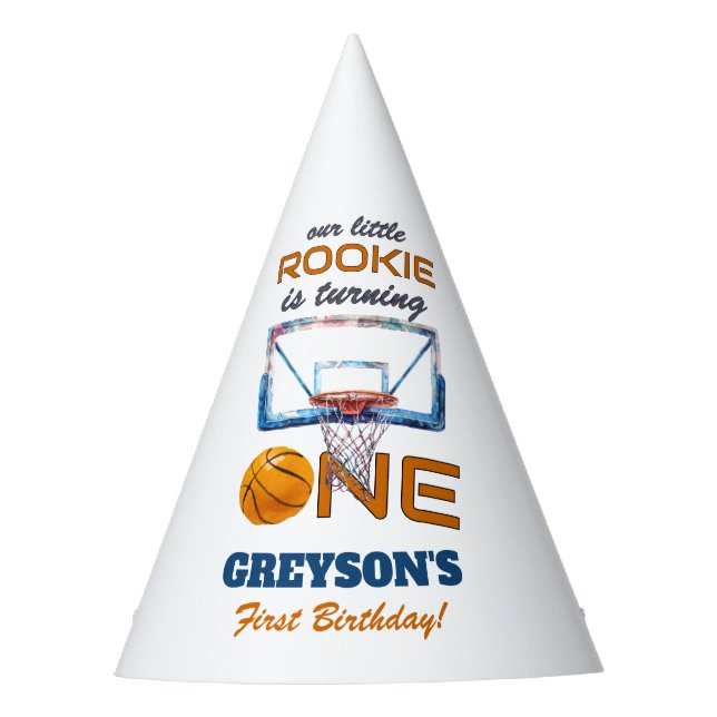 Basketball-Neuling Des Jahres Erster Geburtstag Partyhütchen (Vorderseite)