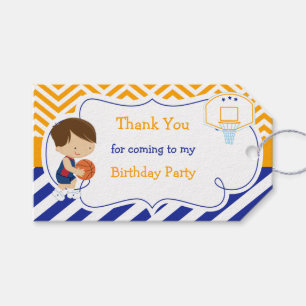 Basketball Niedlich Brown Hair Boy Geschenkmarke Geschenkanhänger